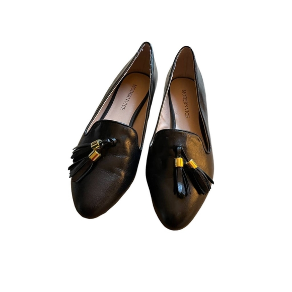 Modern Vice Black Essex Leather and Jeweled heel Loafer SZ 7 - Picture 4 of 8